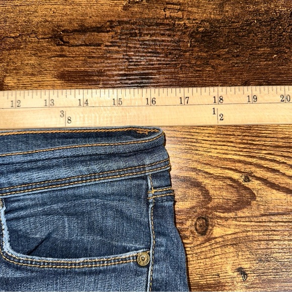 Free People Jeans Womens 31 Blue Vintage Straight Fit Whiskering Distressed - Picture 4 of 11